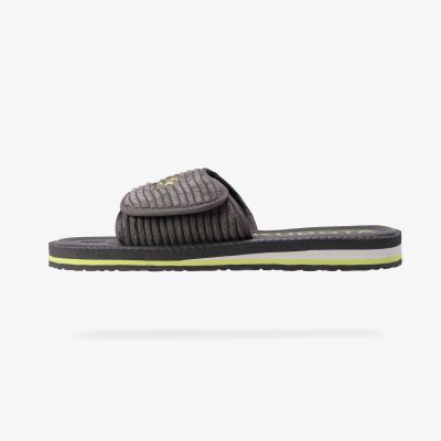 3. Kubota Velcro Corduroy Graphite Flip Flops KUBKRZ-AW23-02-28