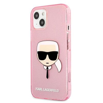 2. Karl Lagerfeld Glitter Karl's Head Case for iPhone 13 mini - Pink
