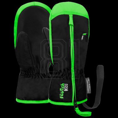 4. REUSCH Ben Mitten children's winter gloves made of artificial leather, insulated, waterproof, black and green (62/85/408/7716)