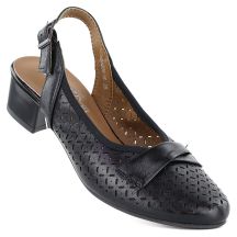 Women's openwork pumps with a strap, black Jezzi ASA200-18