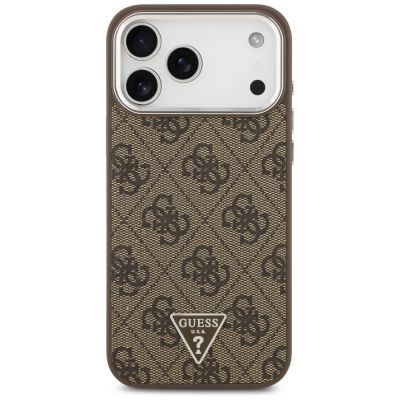 3. Guess 4G Triangle Logo MagSafe Case for iPhone 18 Pro Max / 17 Pro Max - Brown & Silver
