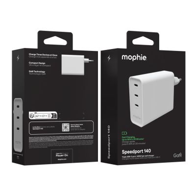 3. Mophie ROC GaN - wall charger, 3x USB-C, 140W (white)