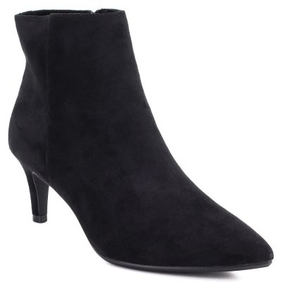 6. Women's insulated ankle boots with a low heel, suede, black, Sergio Leone BT-65