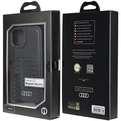 7. Audi Synthetic Leather Case with MagSafe for iPhone 15/14/13 - Black