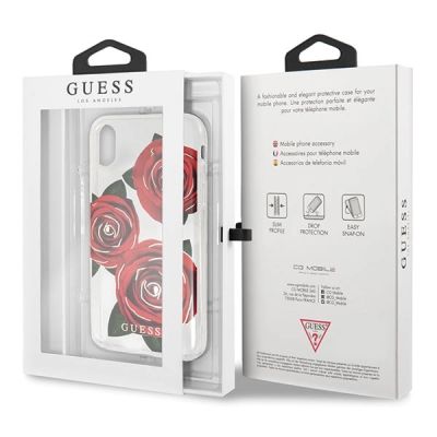 9. Guess Flower Desire Red Rose iPhone X Case - Transparent