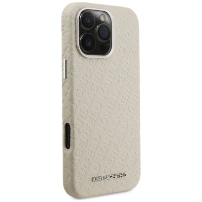 4. Karl Lagerfeld FW Stamped Karl MagSafe Case for iPhone 16 Pro Max - Beige