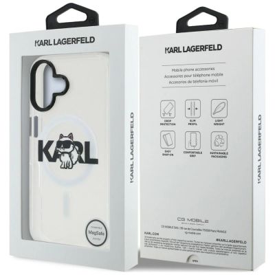 8. Karl Lagerfeld IML Choupette Sketch Logo MagSafe iPhone 16 Case - Clear