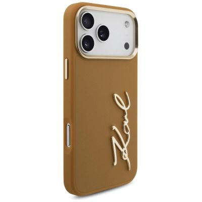 4. Karl Lagerfeld Karl Script Logo Case for iPhone 17 Pro Max - Brown