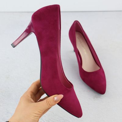 Women's fuchsia suede pumps, Sergio Leone 1336