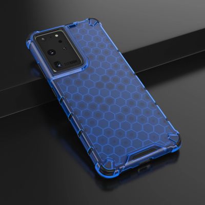 14. Honeycomb case armored cover with a gel frame for Samsung Galaxy S22 Ultra blue