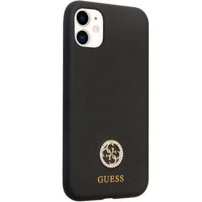 4. Guess GUHCN614DGPK Case for iPhone 11 / Xr - Black Silicone Logo Strass 4G