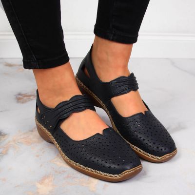 6. Rieker W RKR139 navy blue leather shoes