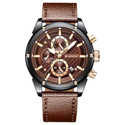 12. Men's Watch Giewont Chronograph Sapphire Black Brown GW8810-A3