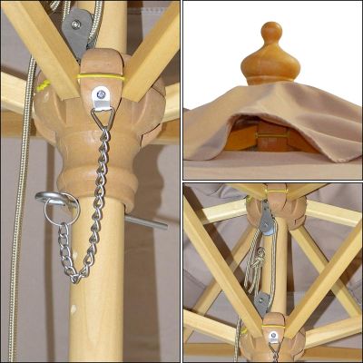 12. WOODEN GARDEN UMBRELLA 250 CM FOLDABLE SAND