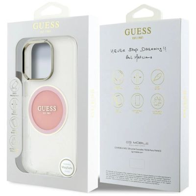 8. Guess IML Metal Colored Circle Classic Logo MagSafe case for iPhone 16 Pro Max - pink