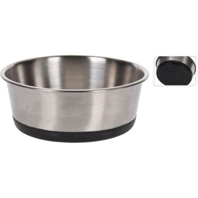 3. DOG AND CAT BOWL STAINLESS STEEL 14X5CM RUBBER BASE DOGS COLLECTION