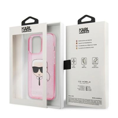 8. Karl Lagerfeld Glitter Karl's Head Case for iPhone 13 Pro Max - Pink