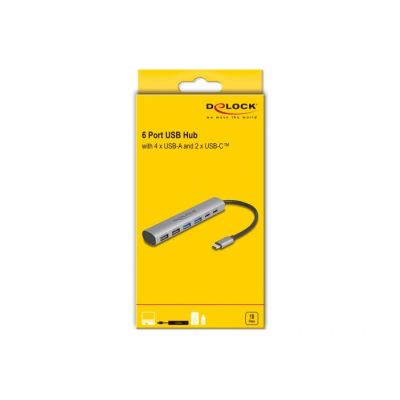 4. DeLOCK 6-port USB hub with 4 x USB Type-A female and 2 x USB Type-C female