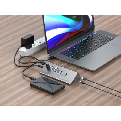 5. CONCEPTRONIC 10-port USB-A3.0/-C Hub Adapter -> 6xA3.0+m.Netz. Gr