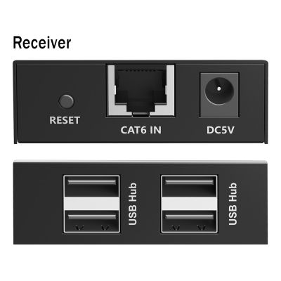 2. Extension cable (extender) via twisted pair cat.6 USB 2.0 up to 150m, 4x USB-A up to 480 Mbps, 1x RJ45 (Gigabit Ethernet) - set (receiver/transmitter)