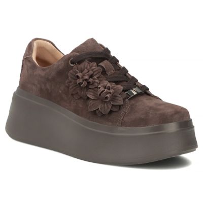 Women's leather sneakers on the platform, suede, brown, Filippo DP7987