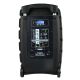 5. V-TONE BQ12 GO MP3 - Active speaker, rechargeable, black, Bluetooth, TWS, USB, SD, DSP, AUX, infrared remote control, 2x wireless microphones, extendable handle, transport wheels set