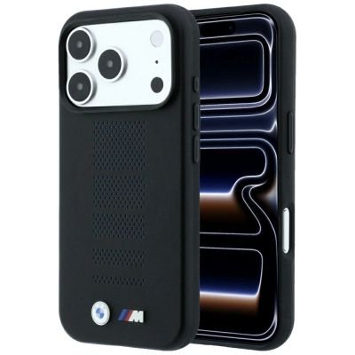 BMW M Blue Perfo Metal Logo MagSafe Case for iPhone 18 Pro Max / 17 Pro Max - Black