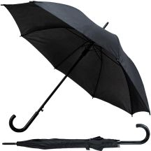 Long semi-automatic umbrella with curved handle, black, SEMI LINE
