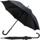 Long semi-automatic umbrella with curved handle, black, SEMI LINE
