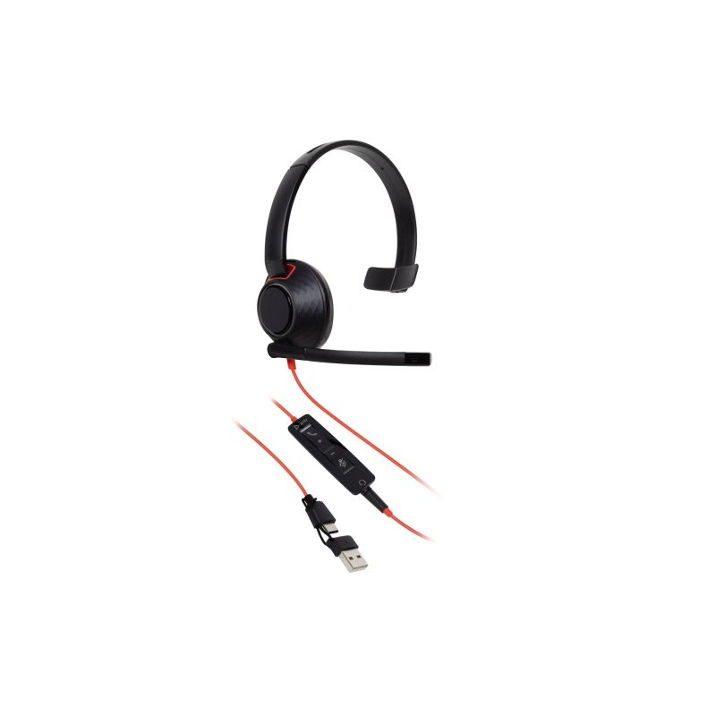 102. POLY Blackwire 5210 Single-Ear USB-C Headset + 3.5mm Plug + USB-C/A Adapter