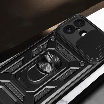 7. Hybrid Armor Camshield iPhone 17 Case with Stand and Camera Cover - Black
