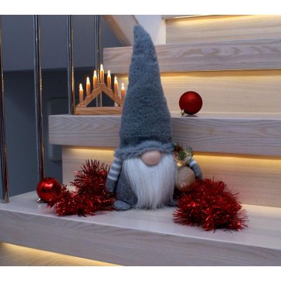 12. DECORATIVE PLUSH LED gnome 38CM GRAY