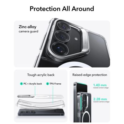 2. ESR Classic Hybrid Kickstand MagSafe Case for Samsung Galaxy S26 - Transparent