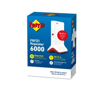 4. FRITZ!Repeater 6000 Tri-band Wireless Ethernet Router (2.4 GHz/5 GHz/5 GHz) Red, White