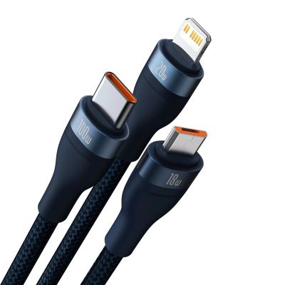 2. Baseus Flash Series II cable USB Type C / USB Type A - USB Type C / Lightning / micro USB 100 W 1.2 m blue (CASS030103)