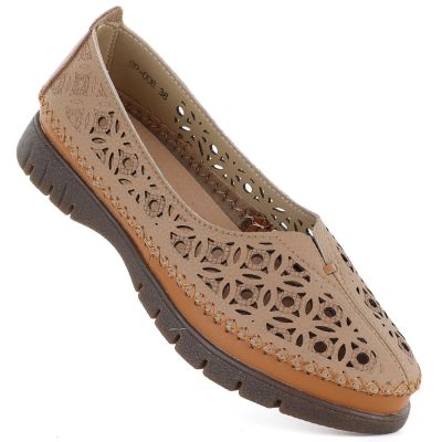 Women's leather openwork brown shoes Sergio Leone SP006