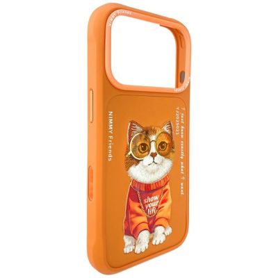 5. Nimmy Glasses Cool Cat Case for iPhone 17 Pro - Orange