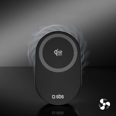 6. SBS Magnetic Holder with Qi2.2 25W Wireless Charger with Active Cooling - Black