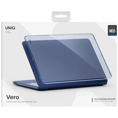 3. Uniq Vero Case for MacBook Neo - Semi-Transparent Navy Blue