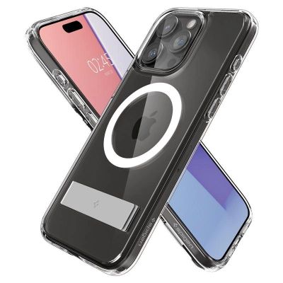 5. Spigen Ultra Hybrid S MagSafe Case with Stand for iPhone 15 Pro - Transparent