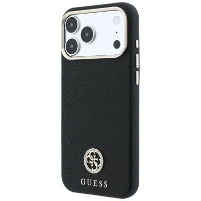 2. Guess Grained Round Strass Logo MagSafe Case for iPhone 18 Pro Max / 17 Pro Max - Black