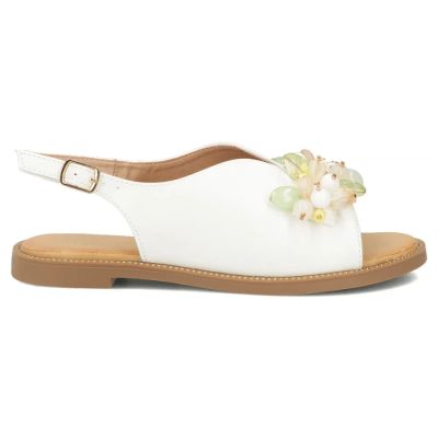 2. Women's sandals with beads, white, Filippo DS7900