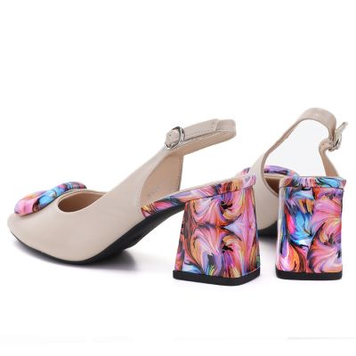 4. Beige decorative heel pumps Vinceza 62278