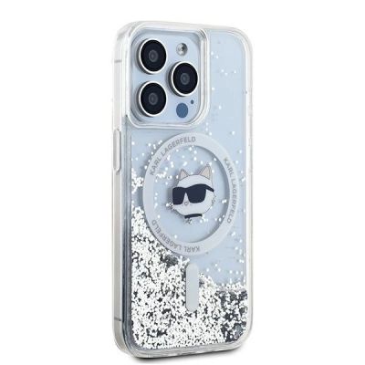 3. Karl Lagerfeld Liquid Glitter Choupette Head MagSafe case for iPhone 14 Pro - transparent