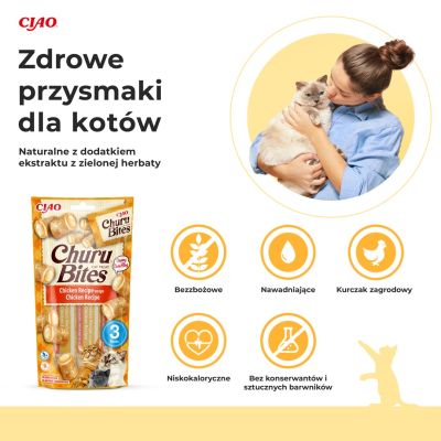 2. INABA Churu Bites Wraps with chicken - a treat for cats - 3x10 g