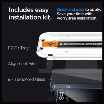 9. Spigen Glas.tR EZ Fit FC Tempered Glass for iPhone 15 Pro Max - Black