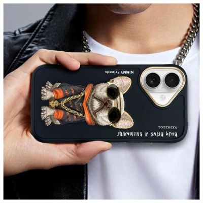 10. Nimmy Glasses Cool Dog iPhone 16 Case - Black