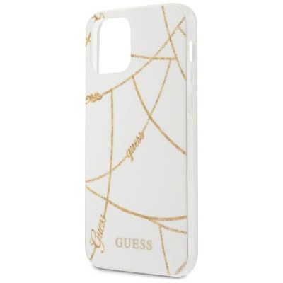 5. Guess Gold Chain Collection iPhone 12 Pro Max 6.7" Case - White