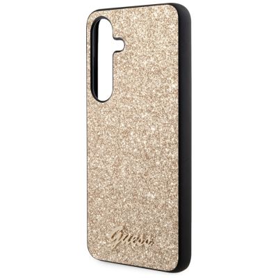 6. Guess Glitter Script case for Samsung Galaxy S24 - gold