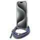4. Guess Crossbody Cord 4G Print Case with Lanyard for iPhone 16 - Blue